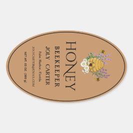 Adesivo Oval Beekeeping Honey Labels | Honeybee & Honeycomb Des