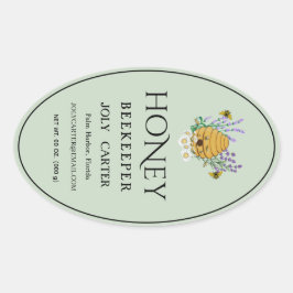 Adesivo Oval Beekeeping Honey Labels | Honeybee & Honeycomb Des