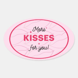 Adesivo Oval Beije Lábios Vermelhos Rosa Amor Romântico.