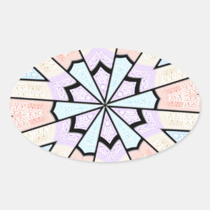 Adesivo Oval Bela Impressão de Arte Geométrica Pastel Macia e I
