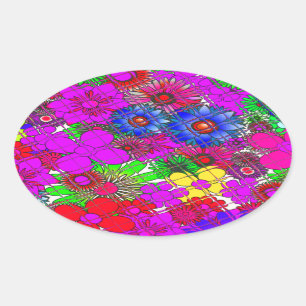Adesivo Oval Belo Colorir Incrível Design de Padrão Floral