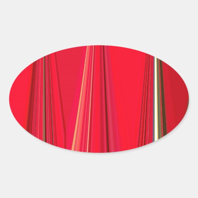 Adesivo Oval Belo Design de Abstrato de de Textura Vermelha (Frente)
