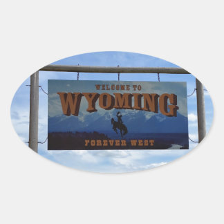 Adesivo Oval Bem-vindo ao Wyoming