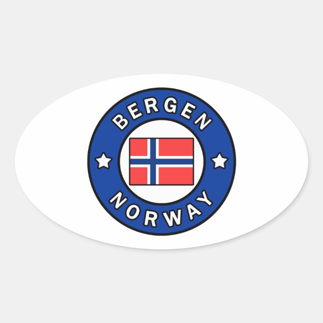 Adesivo Oval Bergen Noruega (Frente)