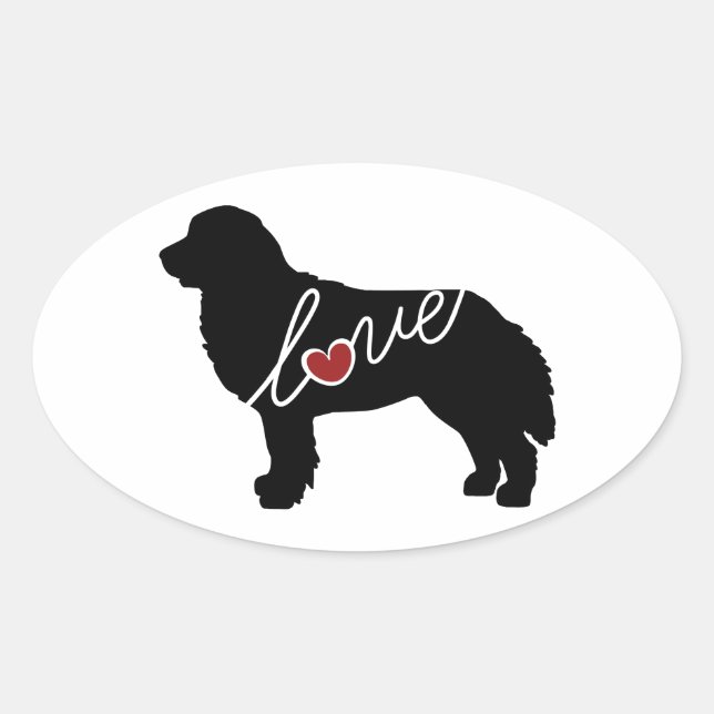Adesivo Oval Bernese Mountain Dog Love (Frente)