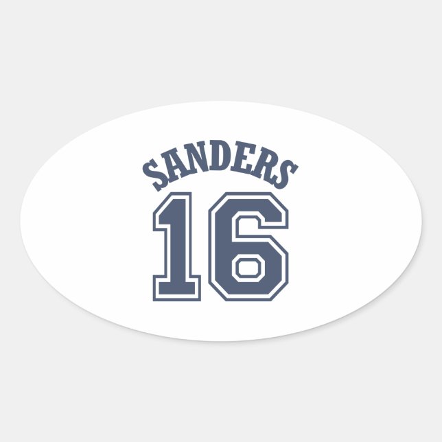 Adesivo Oval Bernie Sanders Sports Jersey Número 16 (Frente)
