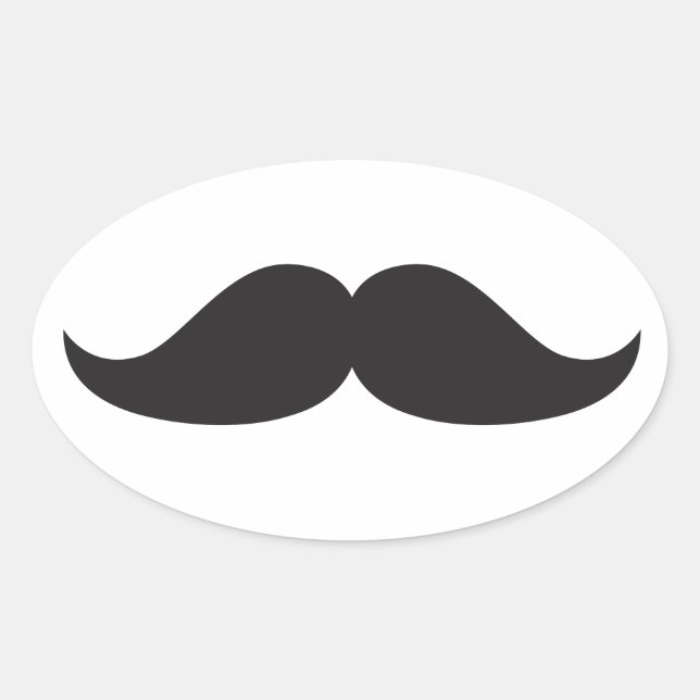 Adesivo Oval Bestsell Mustache Gift Stach Humor Stachin Diverti (Frente)