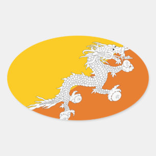 Adesivo Oval Bhutan Flag Sticker