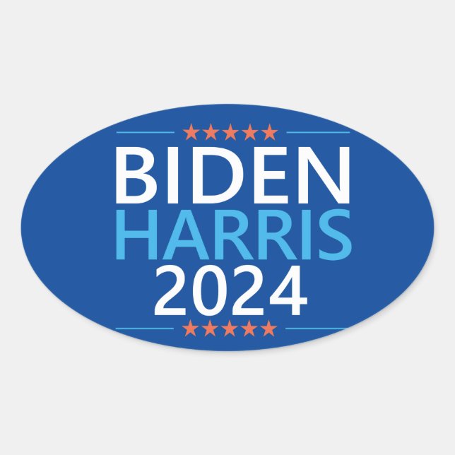 Adesivo Oval Biden Harris 2024 para a eleição do presidente dos (Frente)