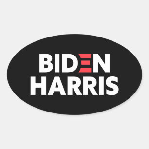 Adesivo Oval Biden / Harris Campanha Eleitoral Preto e Branco