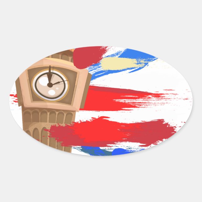 Adesivo Oval Big Ben Westminster Clock Tower (Frente)