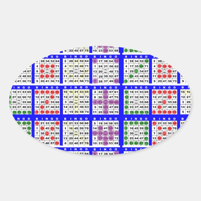Adesivo Oval Bingo Game Padrões Large Grid (Frente)