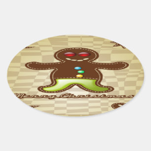 Adesivo Oval Biscoito de gengibre