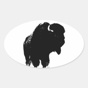 Adesivo Oval Bison Buffalo, Pop de Arte Negra