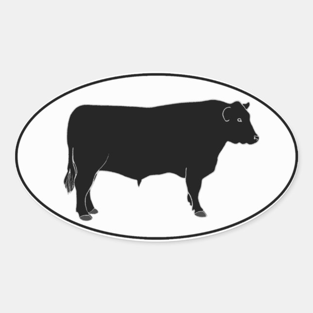 Adesivo Oval Black Angus Bull (Frente)