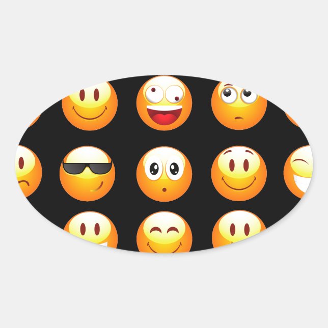 Adesivo Oval black emojis (Frente)