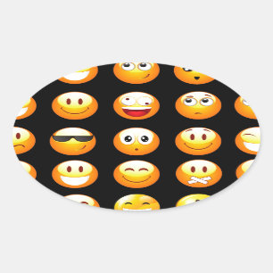Adesivo Oval black emojis