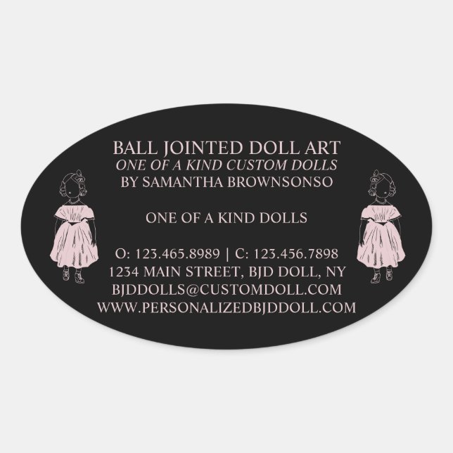 Adesivo Oval Black One of a kind Fahion Doll Collector (Frente)