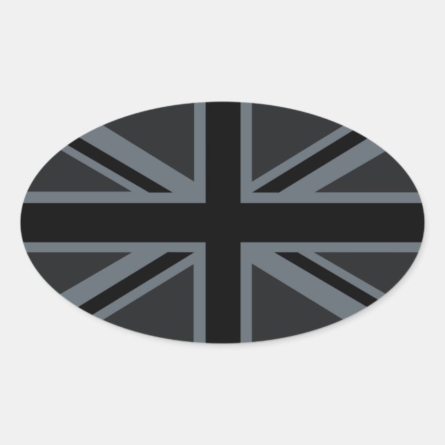 Adesivo Oval Black Union Jack Flag Design (Frente)