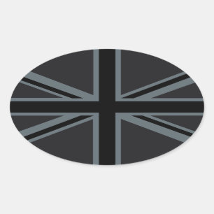 Adesivo Oval Black Union Jack Flag Design