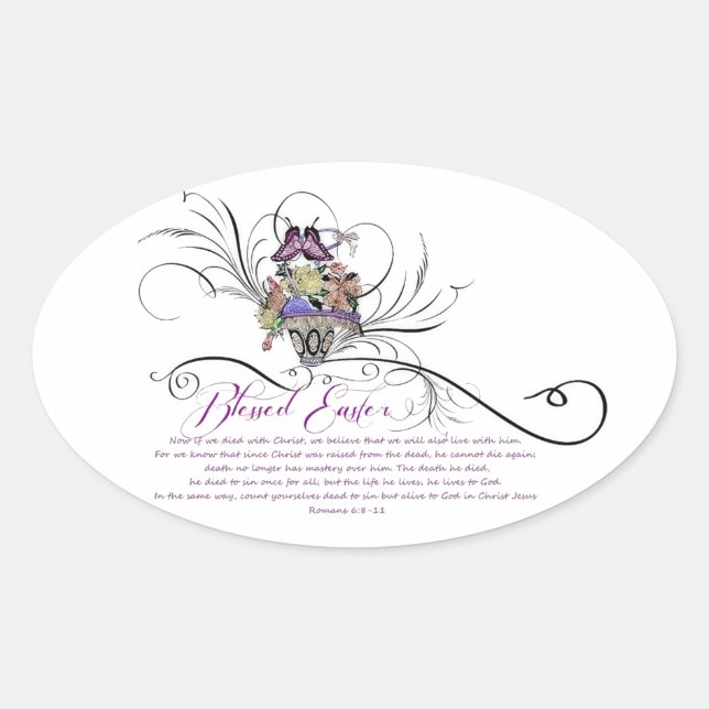 Adesivo Oval Blessed Easter Oval Sticker (Frente)