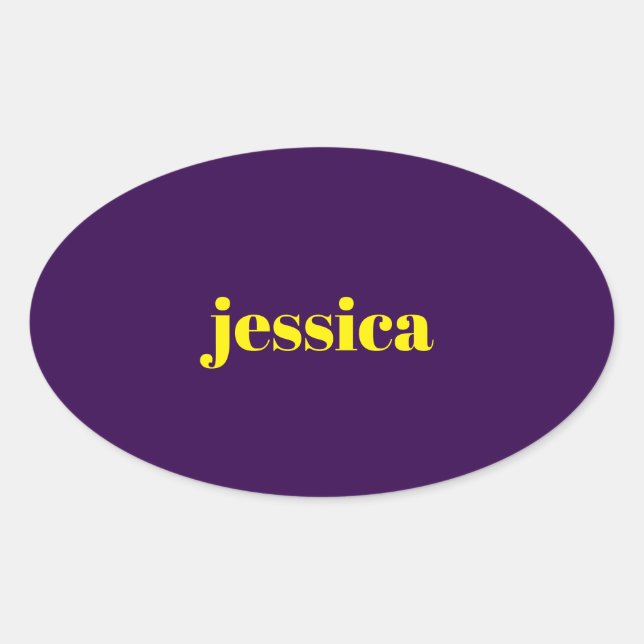 Adesivo Oval Bloco de cor nome personalizado minimalista  (Frente)