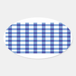 Adesivo Oval Blue Gingham