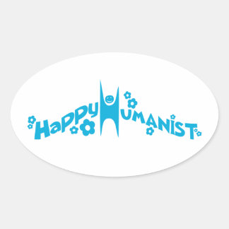 Adesivo Oval Blue Groovy Happy Humanist