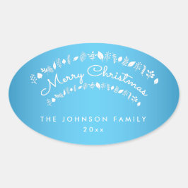 Adesivo Oval Blue Merry Christmas Oval Stickers