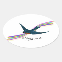 Adesivo Oval Bluebird e Rainbow, Felicidade