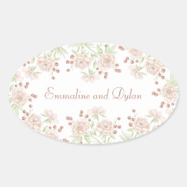 Adesivo Oval Blush Pink Rose Wedding