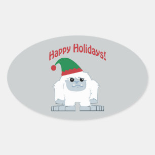 Adesivo Oval Boas festas! Yeti do Natal