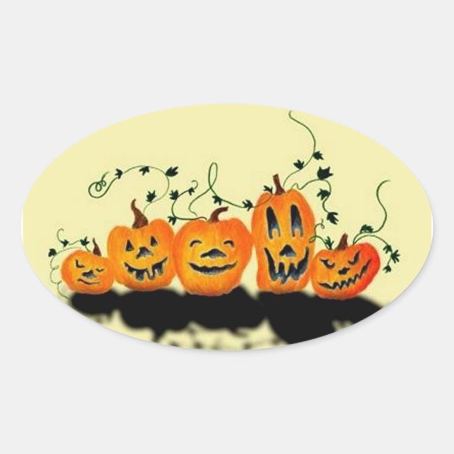 Adesivo Oval Bobo Pumpkins Halloween Sticker (Frente)