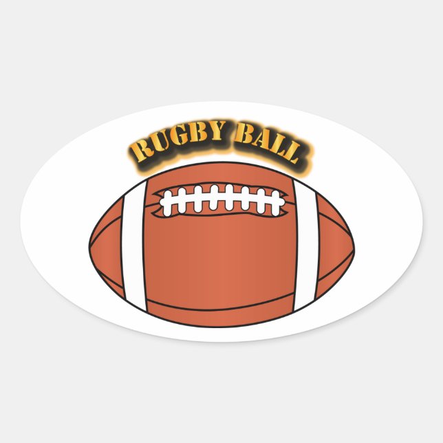Adesivo Oval Bola de Rugby com Texto (Frente)