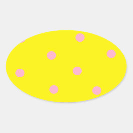 Adesivo Oval Bolinhas rosa em amarelo