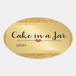 Adesivo Oval Bolo em um pote moderno glitter dourado de feriado