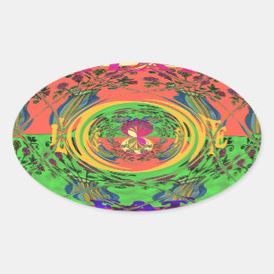 Adesivo Oval Bonita e Bonita Impressão de Arte Floral