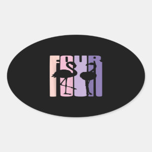 Adesivo Oval Bonito Presente de Quarto Aniversário I Flamingo 