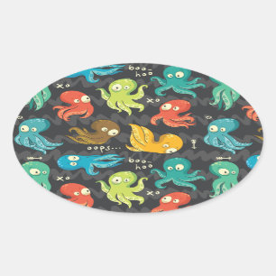 Adesivo Oval Boo Octopus Multicolor Kids Clothing & Décor