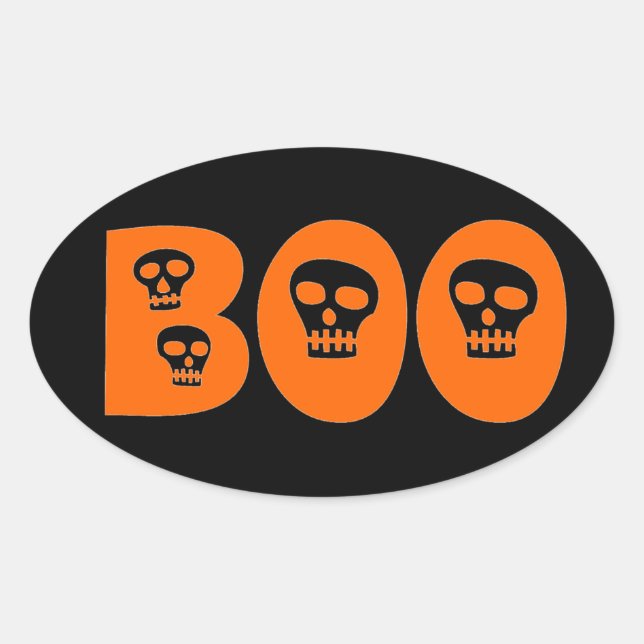 Adesivo Oval "Boo" Skully personalizável (Frente)