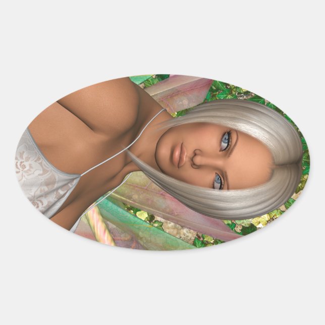 Adesivo Oval Borboleta de fada (Frente)