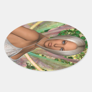 Adesivo Oval Borboleta de fada