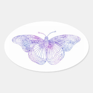 Adesivo Oval Borboleta Violet Watercolor