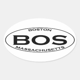 Adesivo Oval BOS - Logotipo Oval de Boston Massachusetts