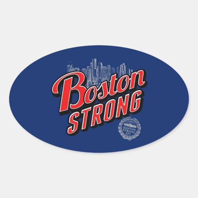 Adesivo Oval Boston Forte em decoração vermelha e azul (Frente)
