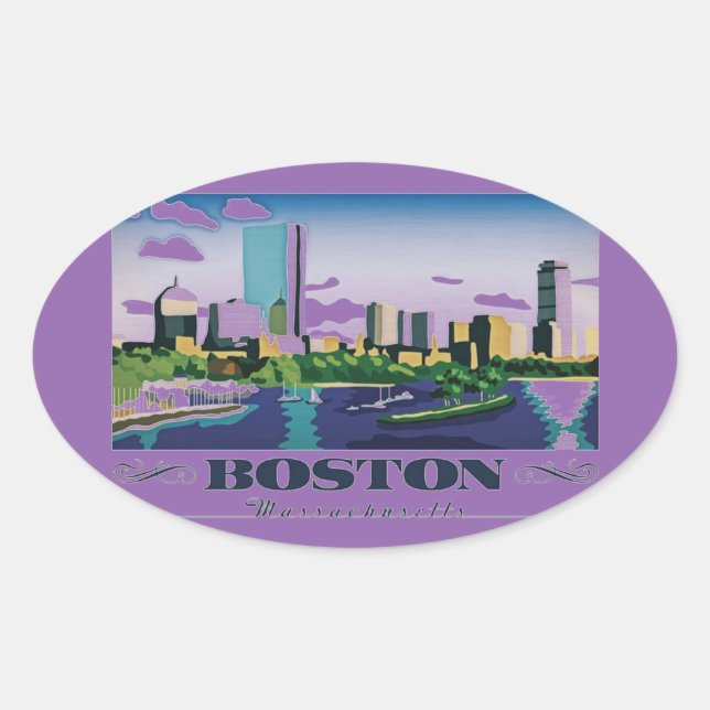 Adesivo Oval Boston, Massachusetts (Frente)