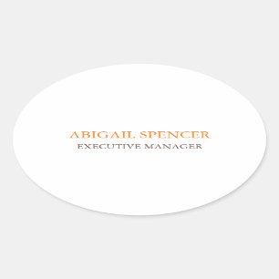 Adesivo Oval Branco preto simples e comum clássico