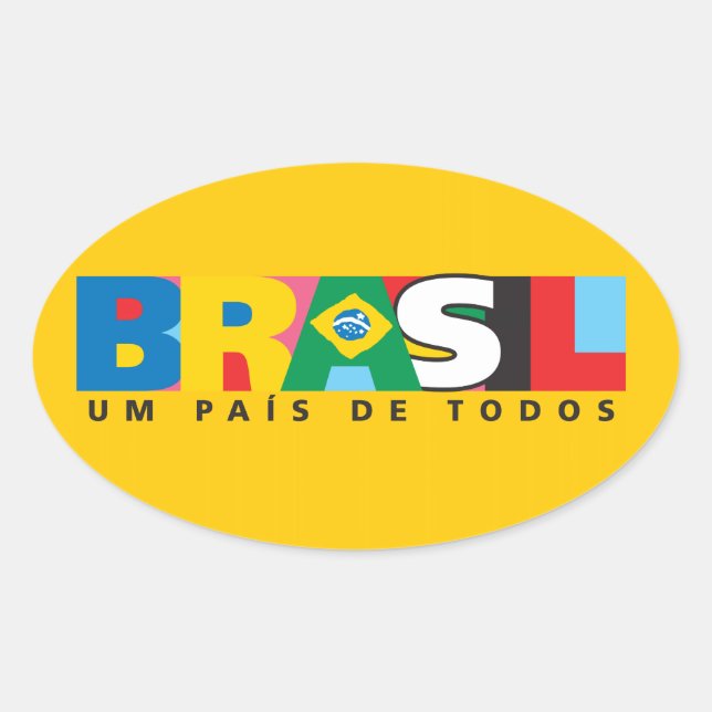 Adesivo Oval Brasil Um Pais de Todos Bumper Sticker (Frente)