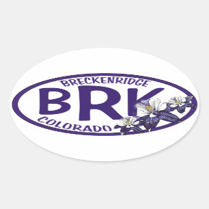 Adesivo Oval Breckenridge Colorado Columbine flower sticker