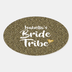Adesivo Oval Bride Tribo Dourada Data Coração Personalizada Lít